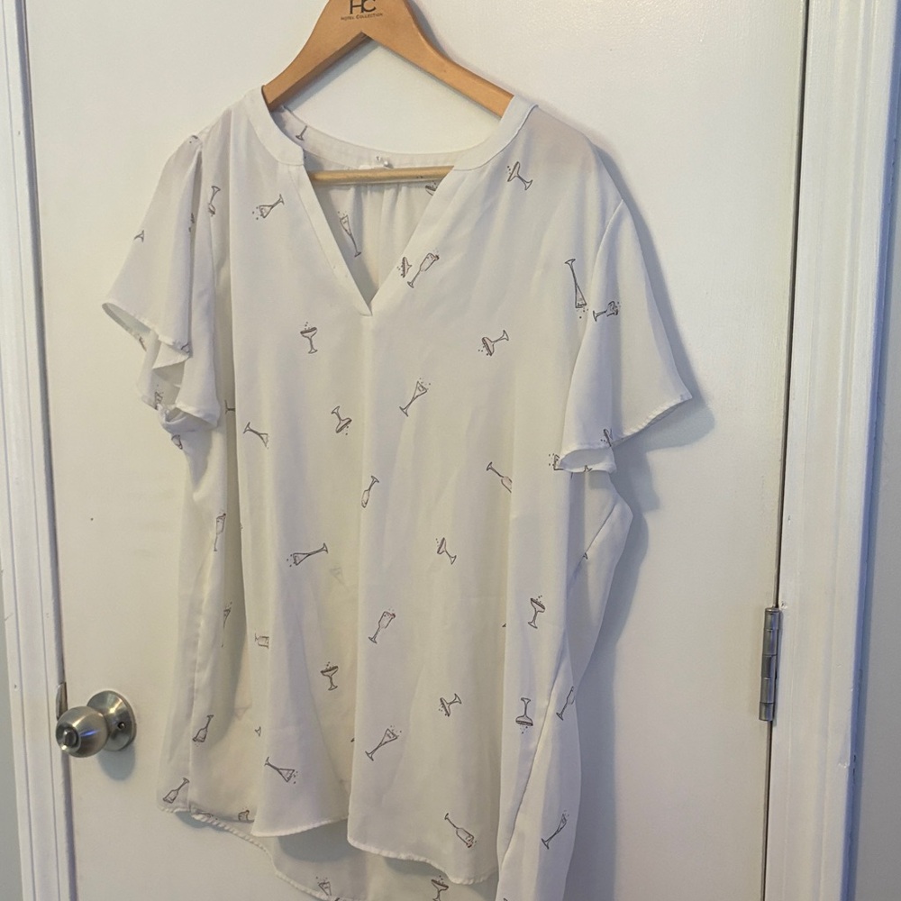Maurices White Blouse with Fun Print